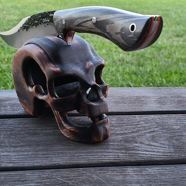 Wood Skull Knife Stand For Kitchen Knife