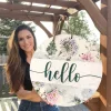 Rustic Farmhouse Flower Welcome Funny Door Hanger