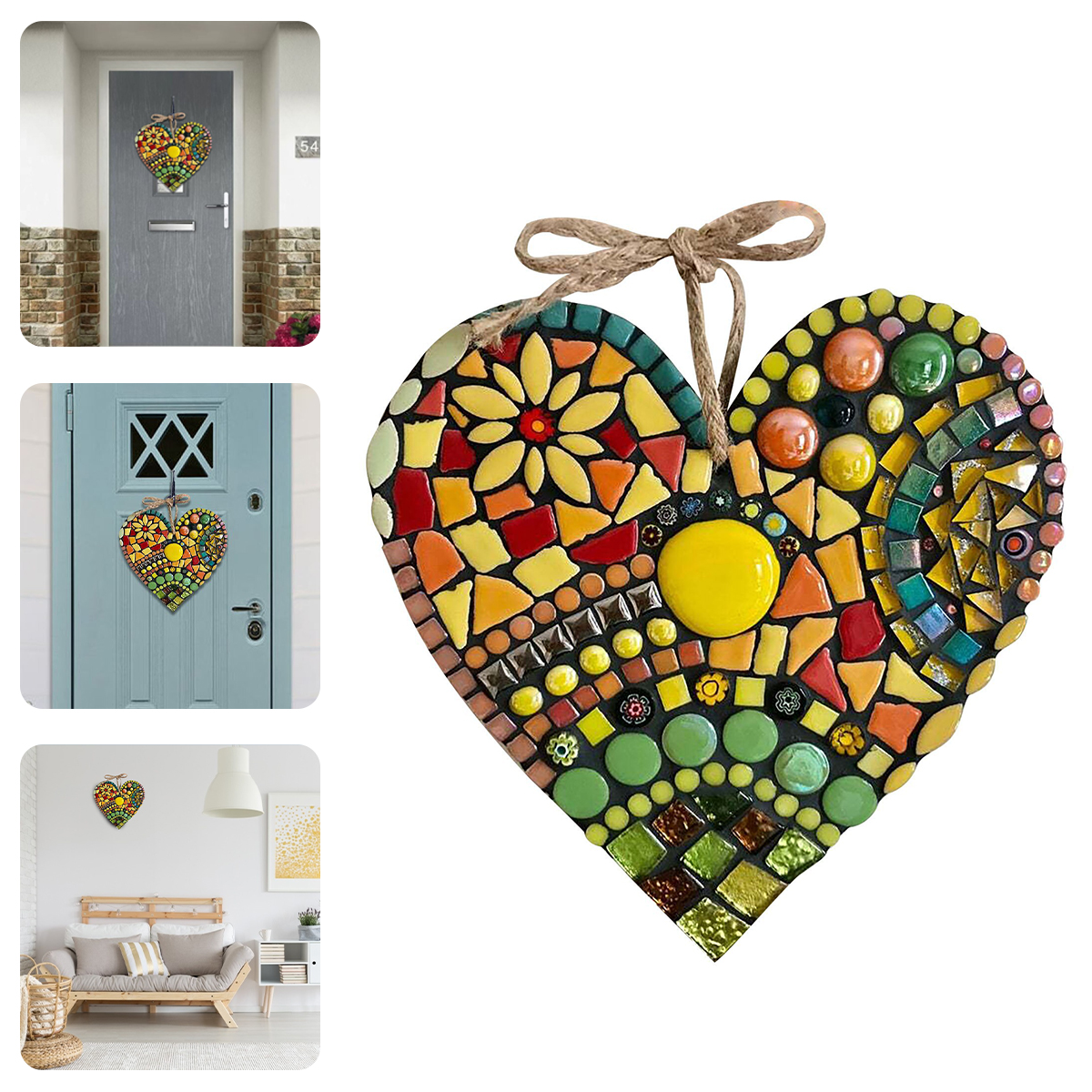 🔥Handmade Large garden mosaic heart🔥Buy 2 Get Free shipping