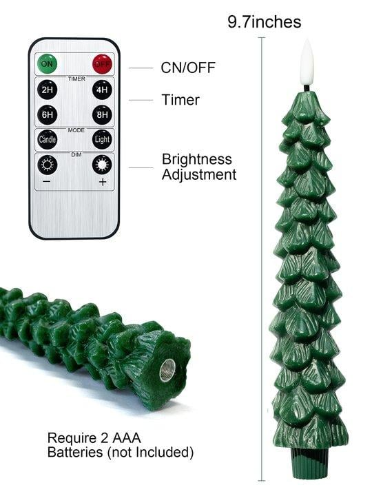 ⏰LAST DAY SALE 50% OFF💥Christmas Tree Flameless Taper Candles with Remote Timer