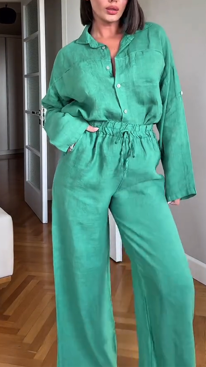 Women's Collar Solid Color Casual Suit