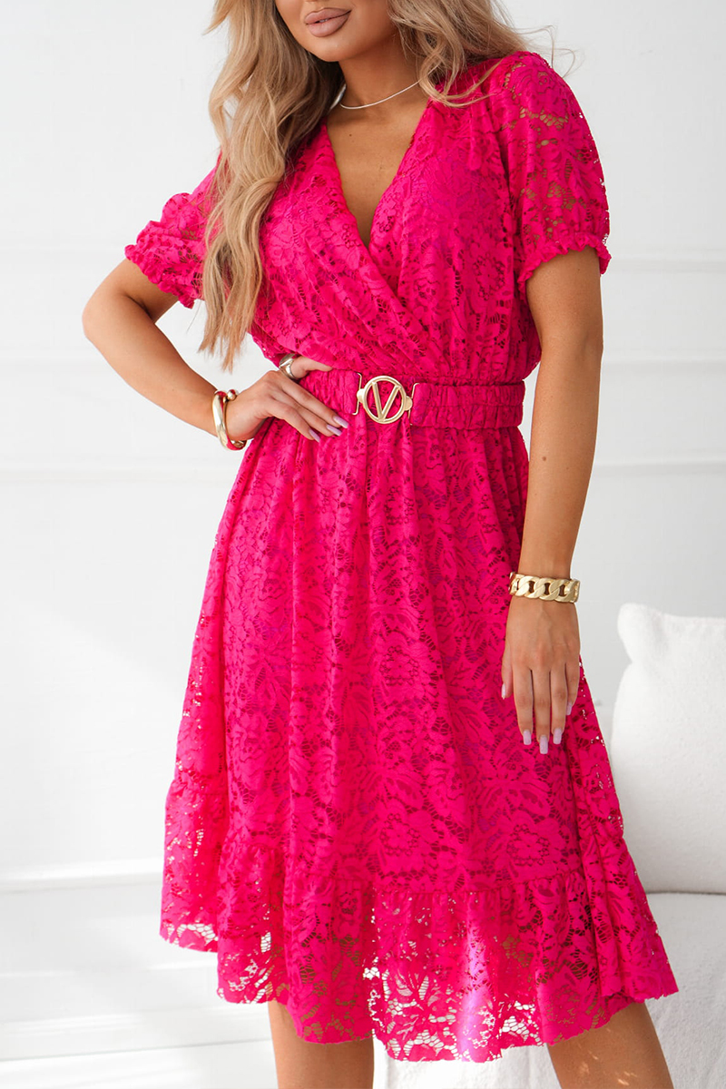 Women's V-neck Lace Hollow Dress