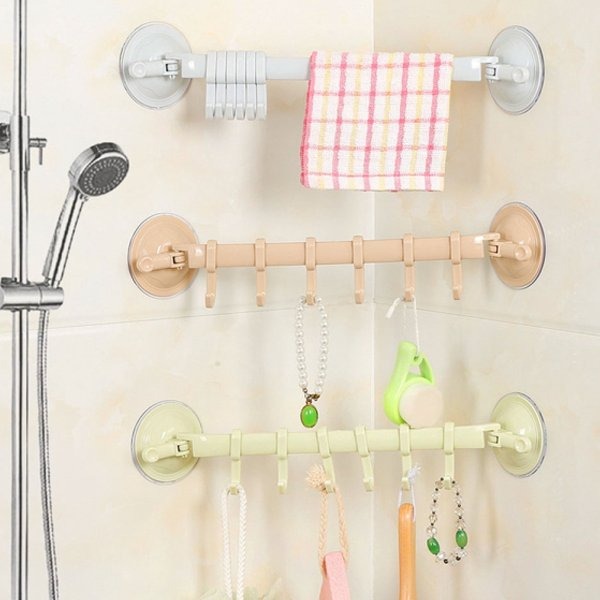 (🔥LAST DAY PROMOTION - SAVE 50% OFF) Adjustable 6 Hooks Double Suction Cup Hanging Shelves