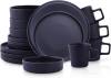 Stone Lain Coupe Dinnerware Set, Service For 4, Black Matte