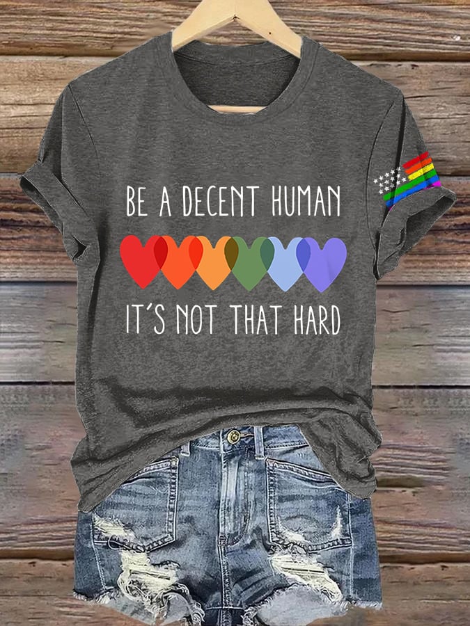Retro Be A Decent Human It's Not That Hard Print T-Shirt