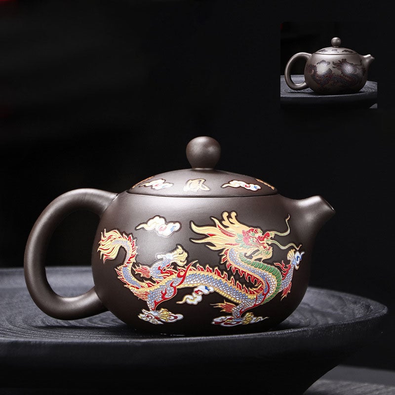 (🔥Last Day Promotions - 49% OFF) Handmade Color Changing Dragon & Phoenix Clay Teapot