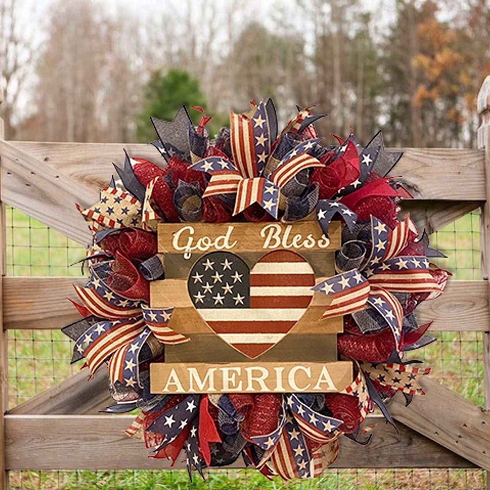 🏵100% Handmade American Patriotic God Bless Wreath(𝐉𝐚𝐦𝐞𝐬 𝐎𝐥𝐢𝐯𝐞𝐫 𝐇𝐚𝐧𝐝𝐦𝐚𝐝𝐞®)