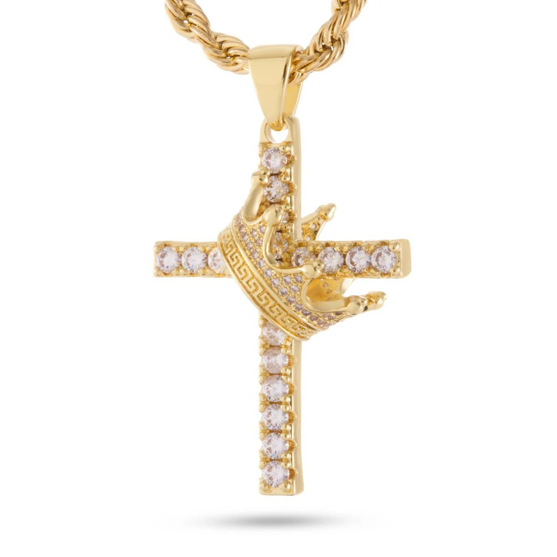 ✝️God Bless You, 👑Handmade 18K Gold Crown Cross Necklace - Women's Gift