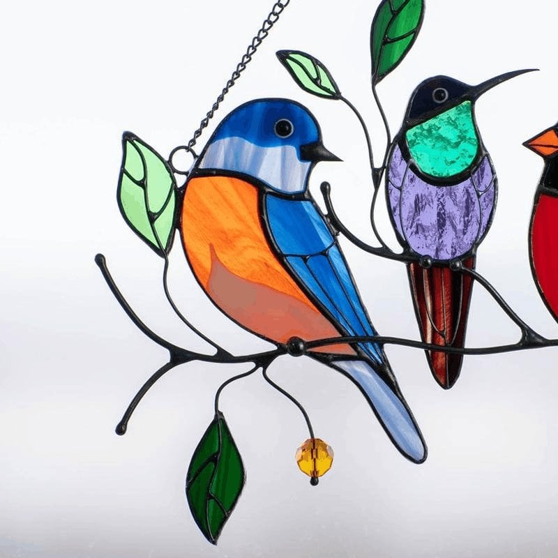 (🔥2024 NEW YEAR SALE) The Best Gift-Birds Stained  Window  Panel Hangings🎁