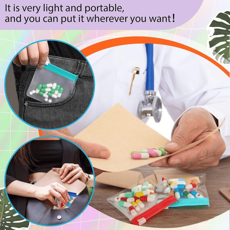 ⏰LAST DAY SALE 50% OFF💥7 Pack Moisture-Proof Clear Pill Zipper Bags with Slide Lock