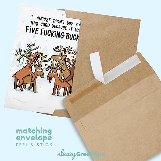 🎁🎅🏼Funny Christmas Card for Men or Women - Hilarious Holiday Card for Best Friend