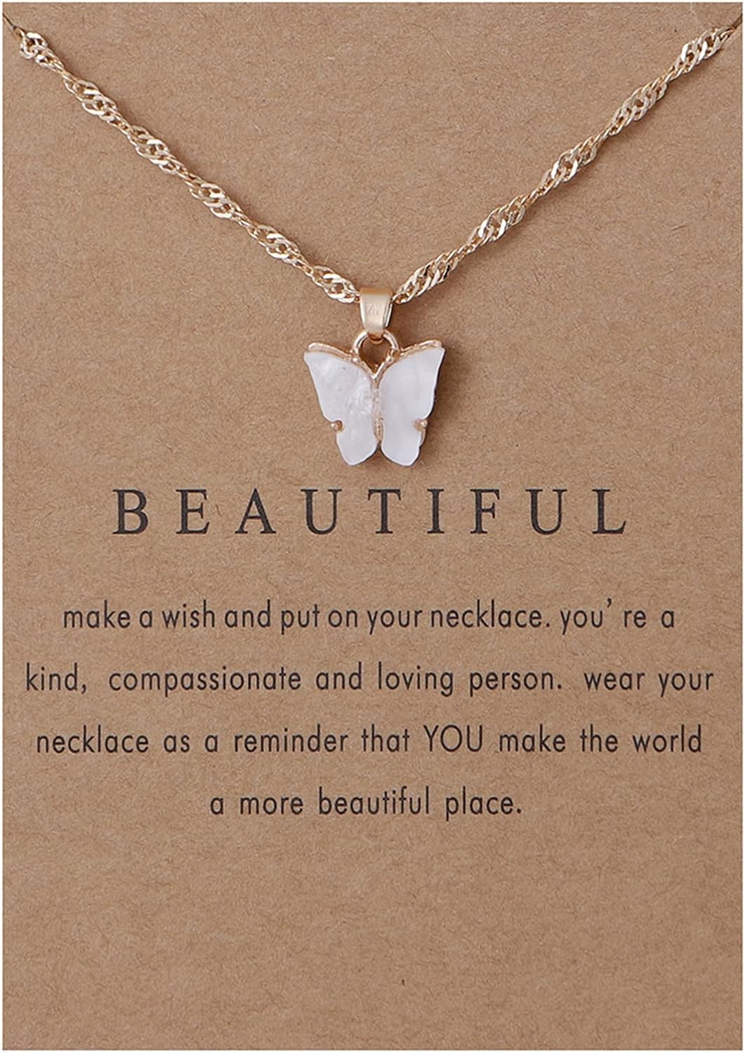 Colorful Acrylic Butterfly Pendant Necklace Bohemian Adjustable Retro Card Clavicle Chain Insect Animal Necklace for Women Girl Teen Friend Friendship Party Jewelry Gift