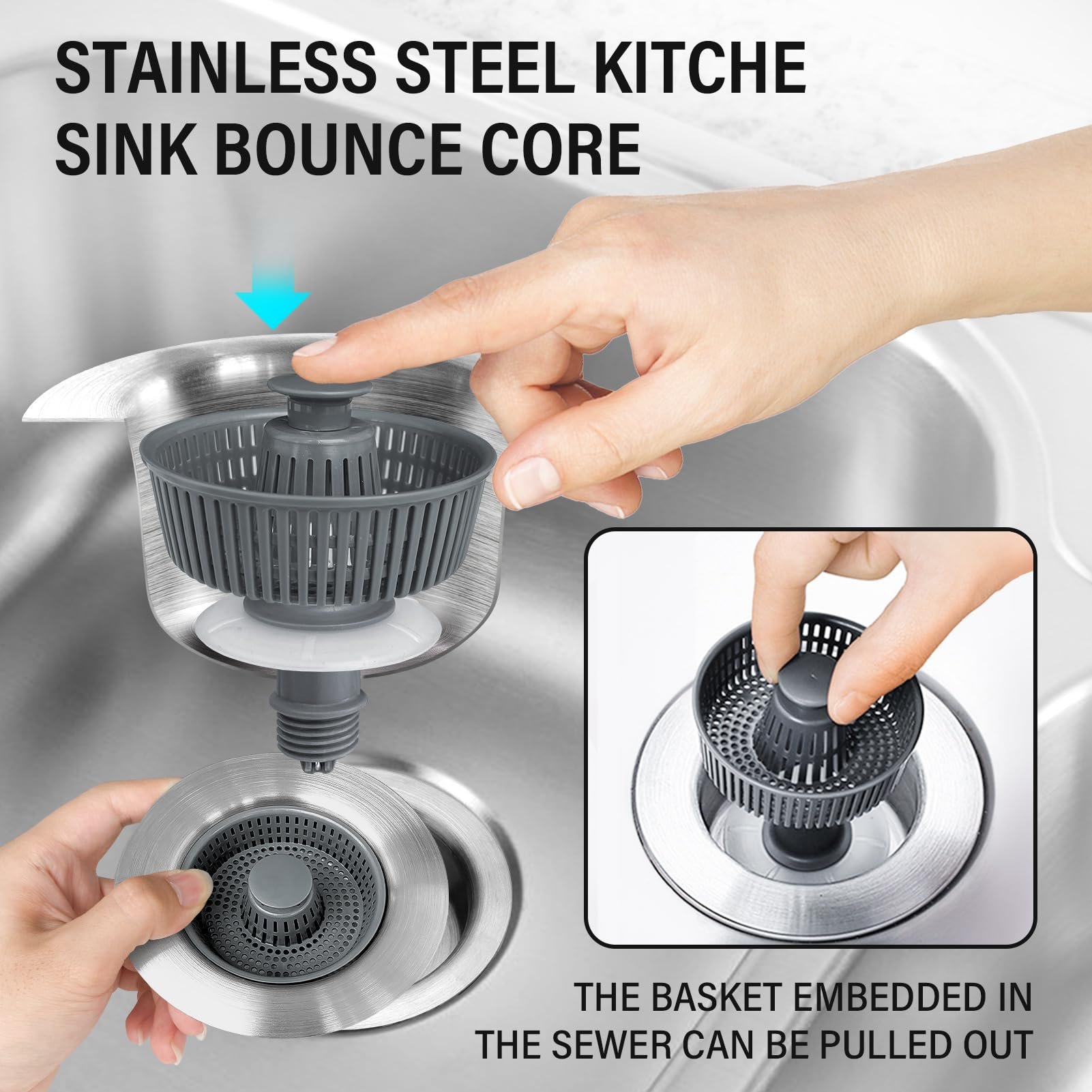 🔥(Last Day Promotion - 50% OFF) 2024 New Upgraded Sink Bounce Core Drain Strainer