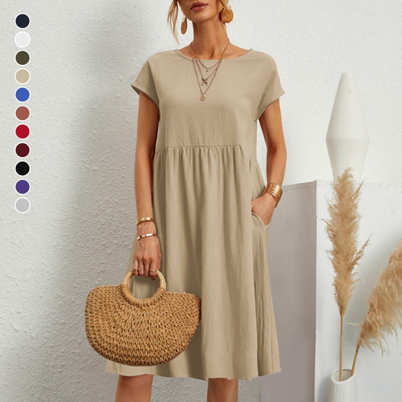 (🔥Last Day Promotion 50% OFF) Women's Cotton Round Neck Dress