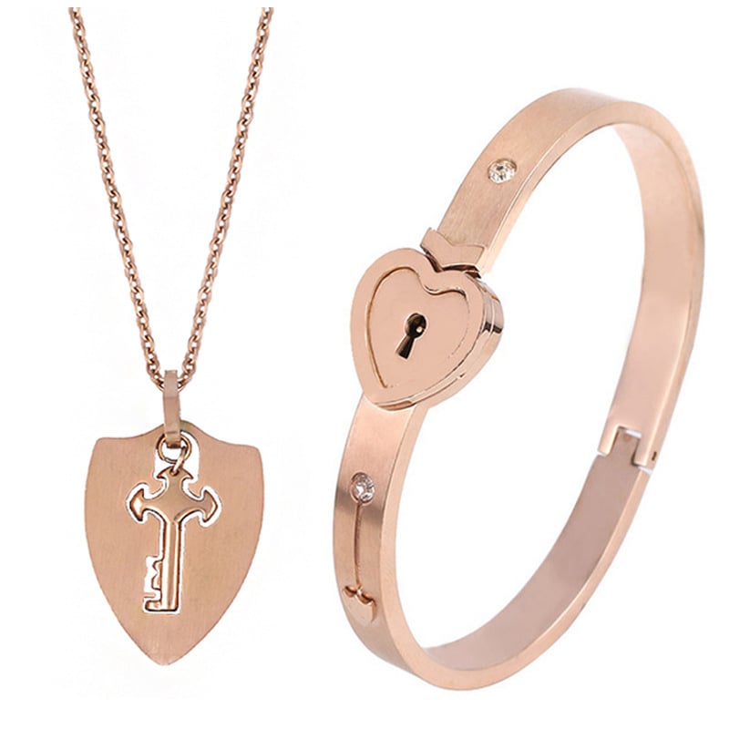 🔥 HOT SALE - 50% OFF 🎁HEART LOCK BRACELET & KEY NECKLACE