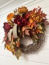 🍁Fall Harvest Sale: 60% OFF! Fall Maple Leaves Wreath, Small Autumn Front door wreath, wreath with berries and peonies, Thanksgiving Harvest Grapevine