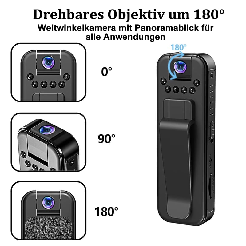 🔥Letzter Tag: 49% Rabatt🔥HD 1080P wiederaufladbare Mini-Körperkamera mit Nachtsicht und drehbarem Objektiv📷️