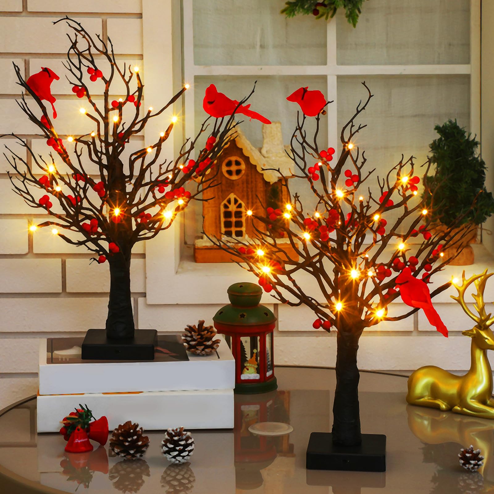 🔥🎄2025 New Christmas Sale 49% Off - Vintage Glowing Tree with Cardinals