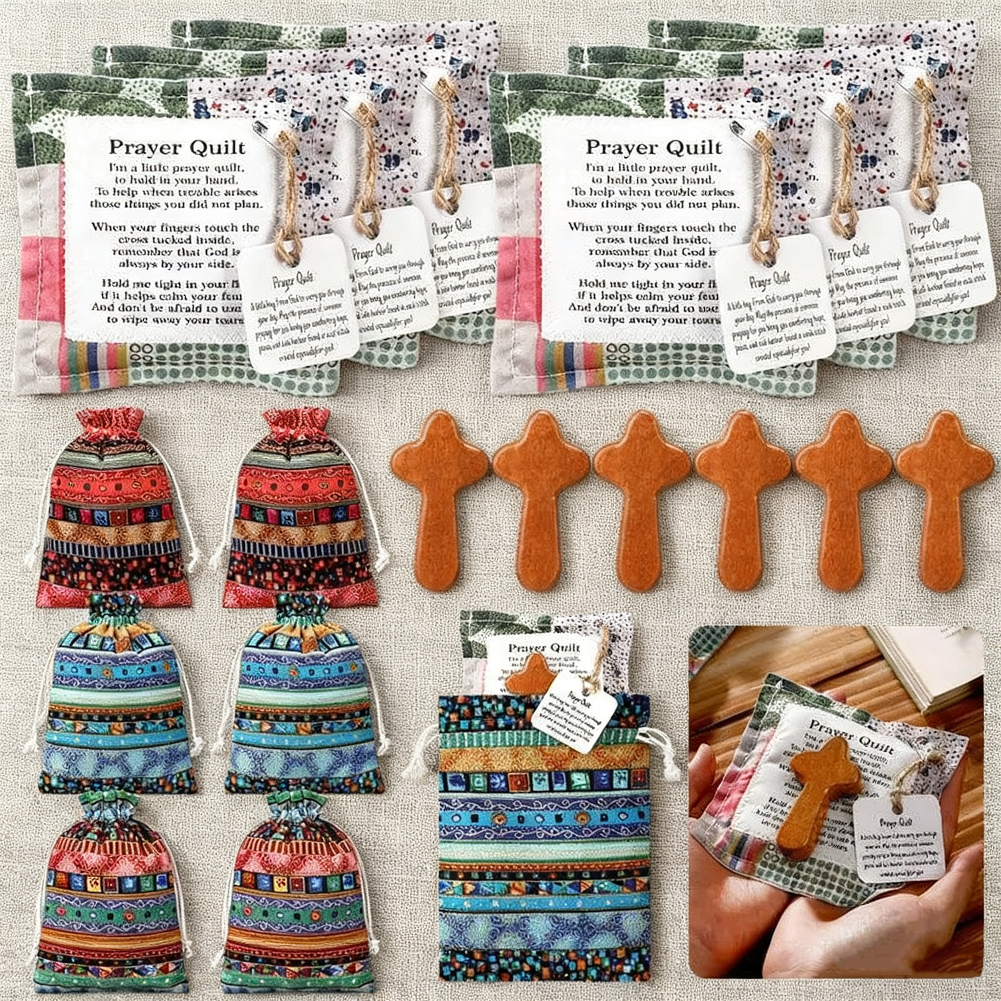 ✝️Handmade Pocket Prayer Quilt Set 🙏
