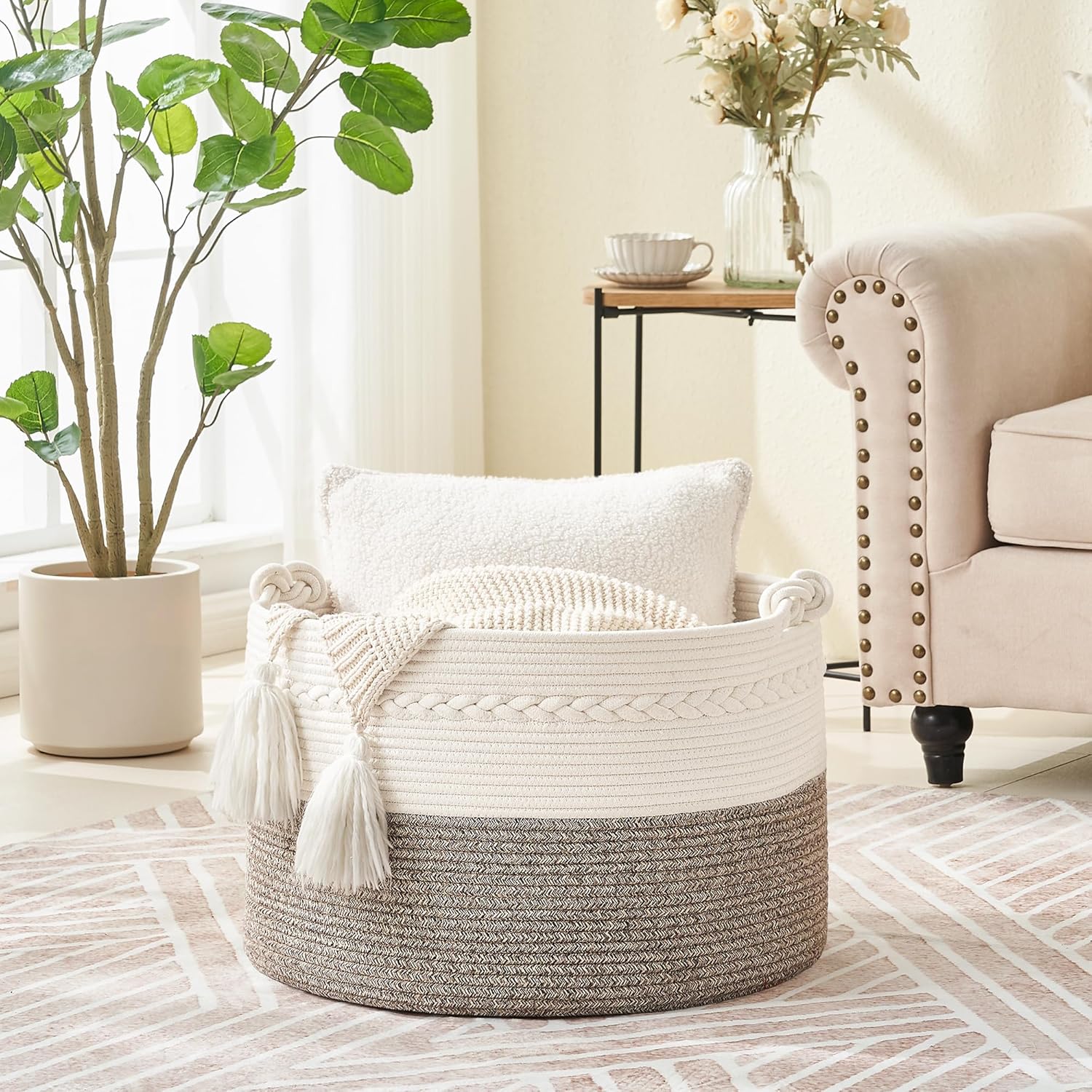 KAKAMAY Large Blanket Basket (20