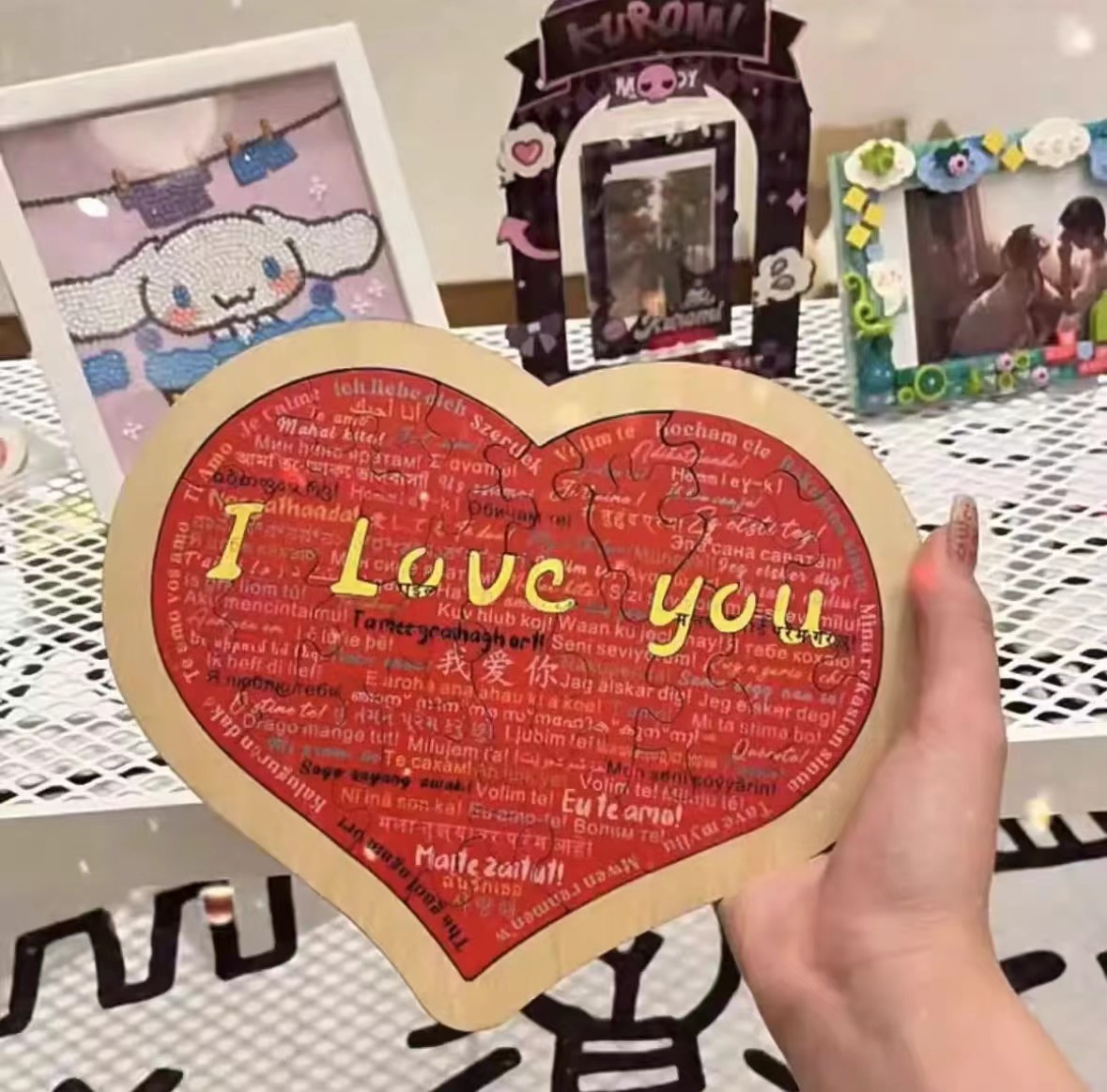 (🔥TikTok Summer SALE) Heart Building Puzzle I Love You Building Bricks Romantic Decor for Anniversary