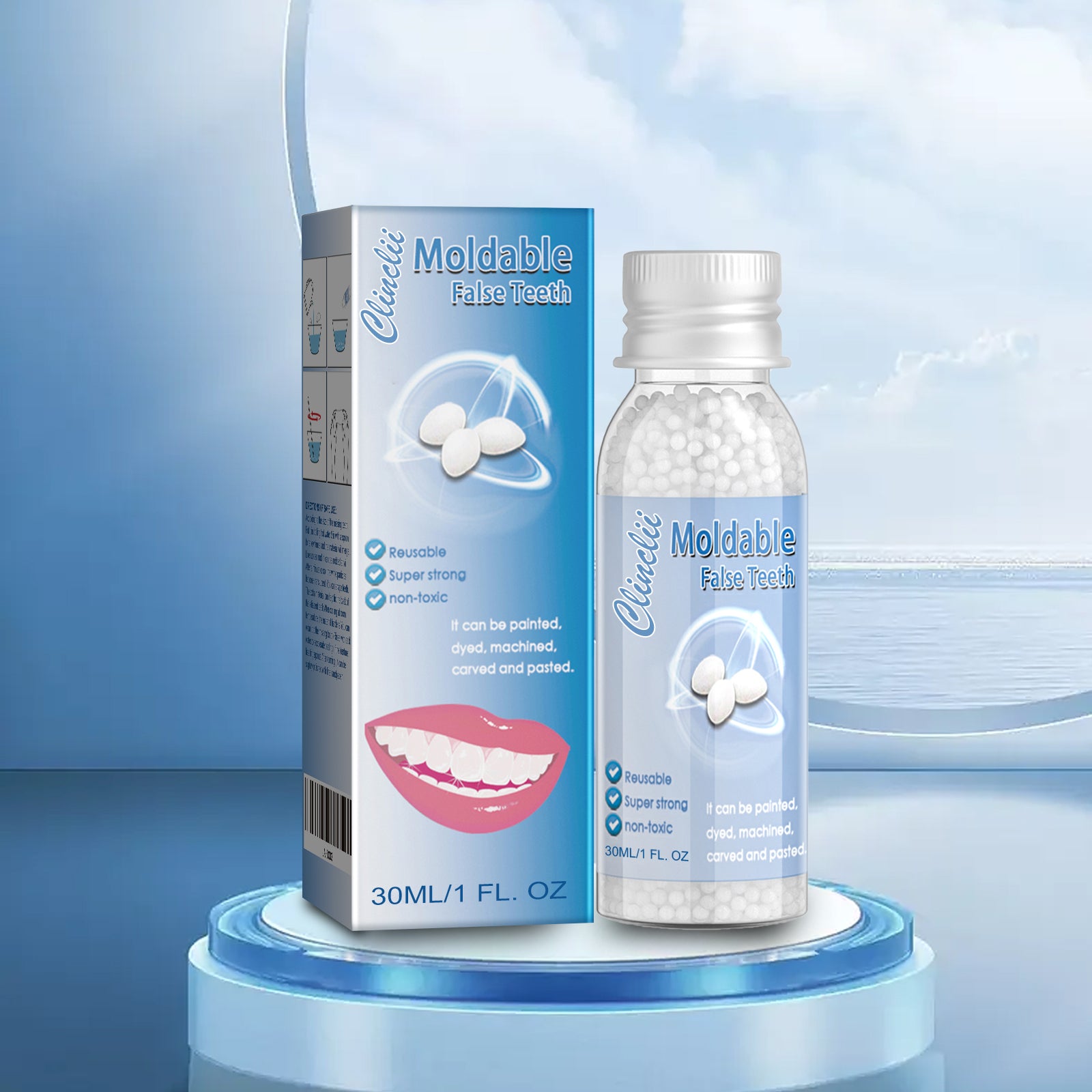 Clinclii™ Moldable False Teeth Restore Your Smile, Anytime. Anywhere