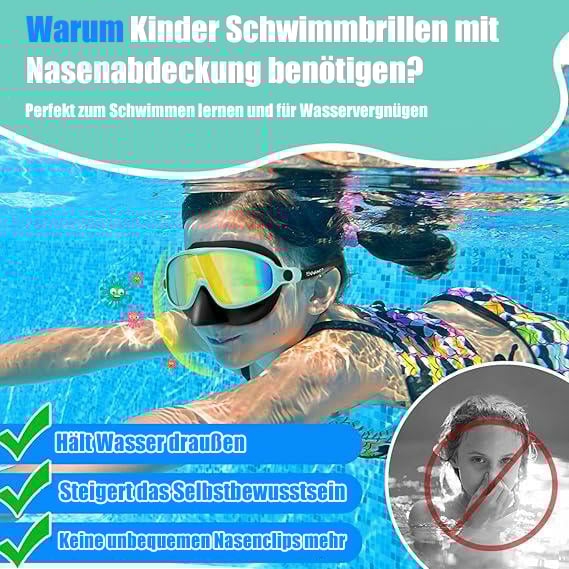 🏊‍♀️Heißer Verkauf : Kaufen Sie 1 und erhalten Sie 1 gratis🏊‍♀️ HD-Schwimmbrille für Kinder mit großem Rahmen, wasserdicht und beschlagfrei