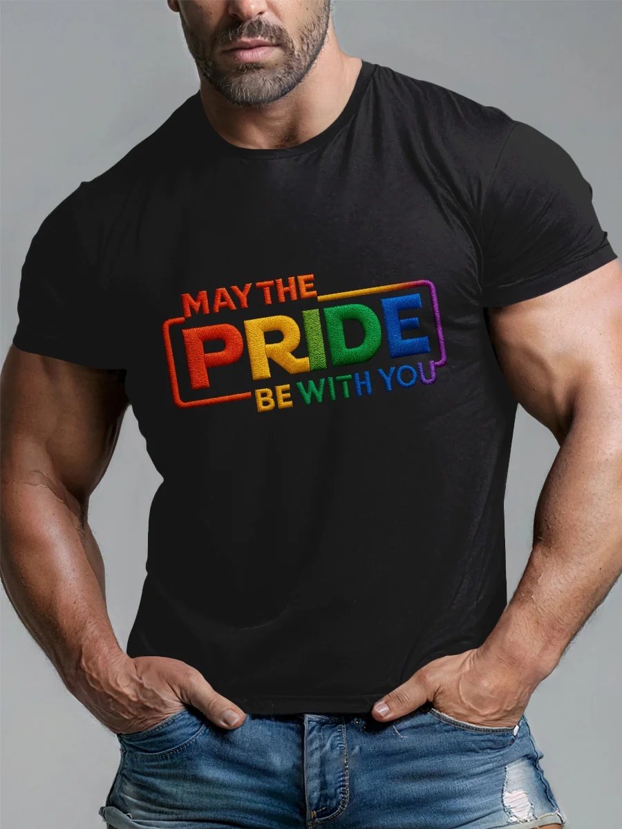 Men's Casual Rainbow Print T-Shirt