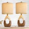 OYEARS Boho Table Lamps Bedroom Living Room Set 2 Small Farmhouse Rattan Table Lamp 19”Rustic Home Decoration Nightstand Bedside Lamp for Office Compatible with Smart Light Bulbs(Not include Bulbs)