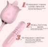 Lurevibe - 3-in-1 Blooming Sexy Pink Rose Toy Rotating Pearls Telescopic Tongue-licking Vibrator
