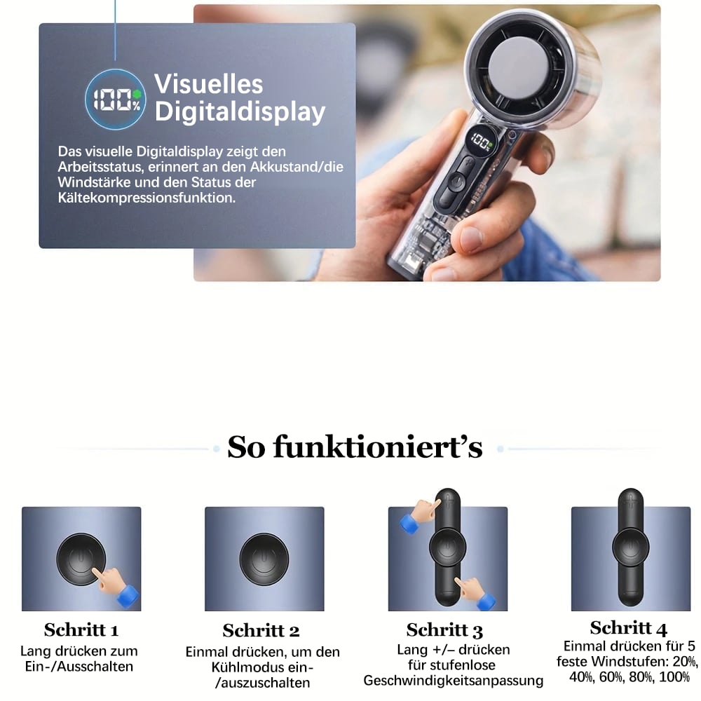 🔥Letzter Aktionstag! 🔥Kaltkompressen-Ventilator, transparenter Mini-Ventilator im Mecha-Stil
