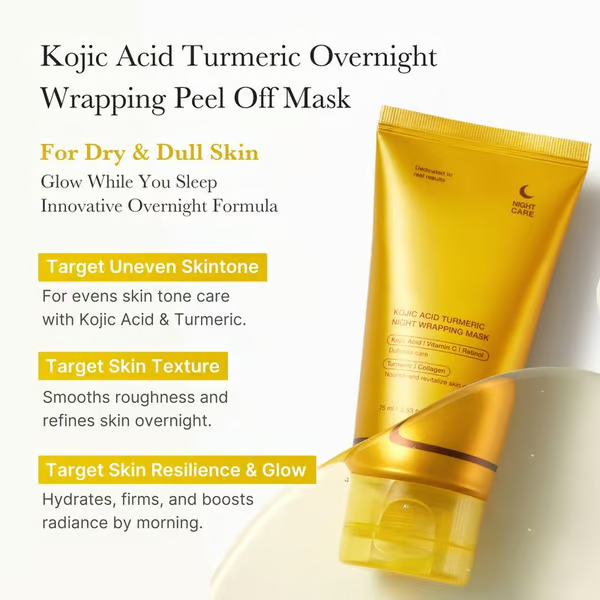 🌿✨ Kojic Acid Turmeric Night Wrapping Mask