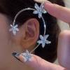 Vintage Crystal Butterfly Flower Ear Cuffs 2pcs Non-Pierced Sparkling Iced Out Rhinestone Butterfly Cartilage Climber Ear Wrap Prom Party Festival Ear Jewelry for Women
