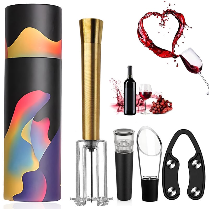 (🎄Christmas Hot Save 49% Off) Air Pump Cork Remover Wine Bottle Opener Set - Upgraded Cylindrical Gift Box