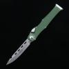 OTF micro-tech green handle Halo 6 lever straight jump knife