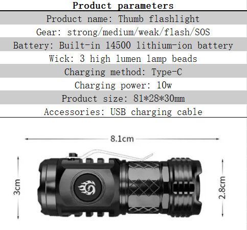 🔥German Three-eyed Monster Mini Flash Super Power Flashlight