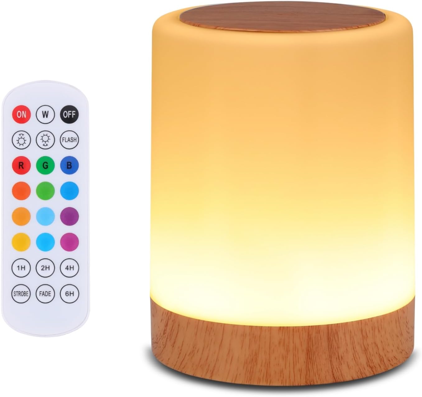 Touch Bedside Table Lamp,13 RGB Colors & 5 Brightness, USB Rechargeable Desk Lamp, Remote Control Dimmable Night Light with RGB Color Changing,Portable Lamp for Baby, Bedroom, Living Room