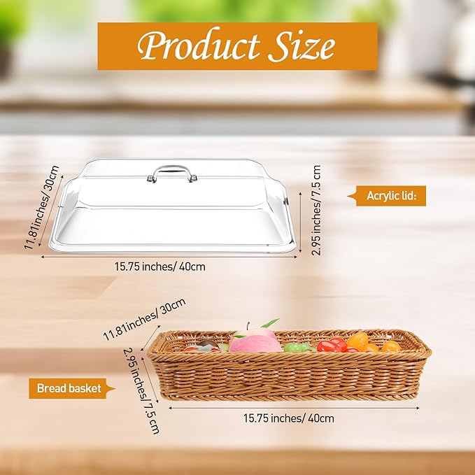 🔥Last Day Promotion 70% OFF🔥Handwoven Rattan Style Bread Basket with Clear Acrylic Lid