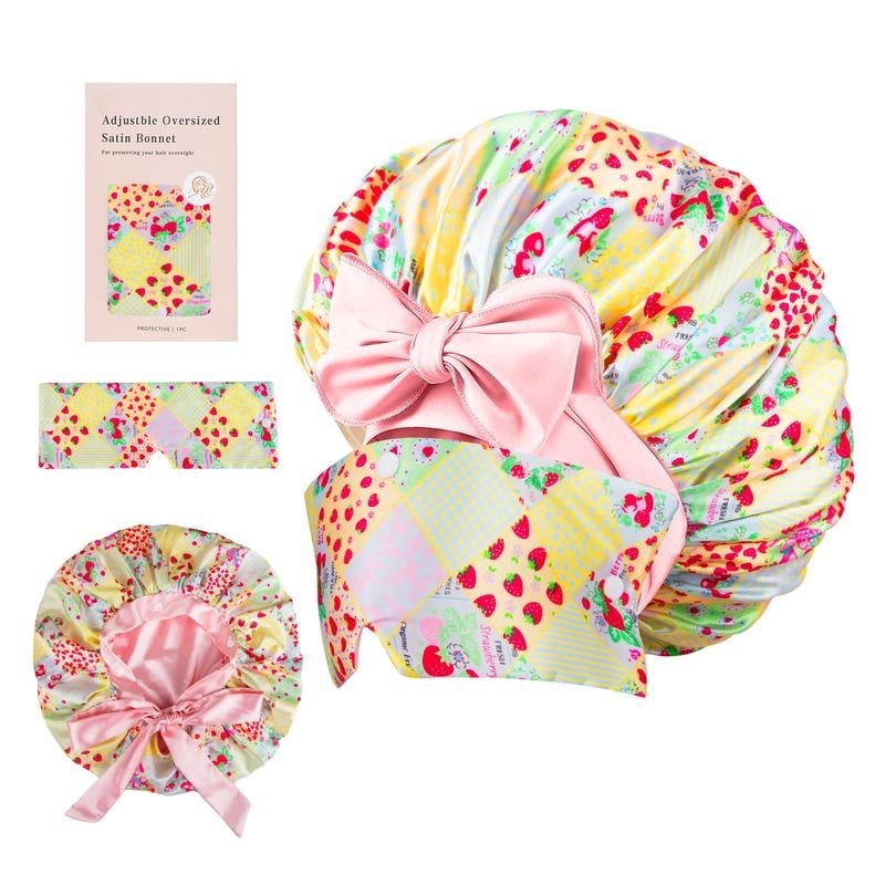 🍂TikTok Fall Mega Sale - 70% OFF🎉Satin Hair Bonnet for Sleeping with Detachable Eye Mask - Non-Slip Hair Wrap for Curly Hair