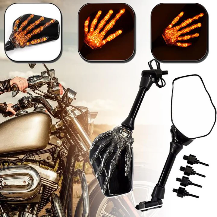 🔥Hot Sale 50% OFF-🏍️LED Skeleton Claw Side Mirror Rearview Mirror