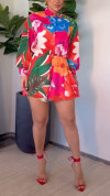 Ladies' Lapel Printed Casual Jumpsuit