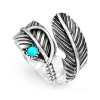 🔥 Last Day Promotion 70% OFF🎁Boho Feather Turquoise Adjustable Ring