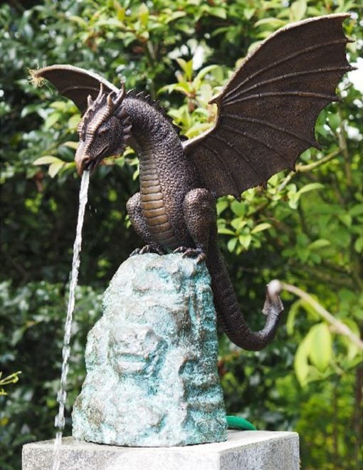 🦖Precision Casting Fire-breathing Dragon Sculpture Waterscape
