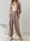 🔥Letzten Tag -70 % RABATT - Rosa lockeres Pyjama-Set