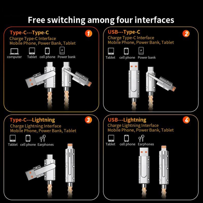 🔥Letzter Tag 50% RABATT 🎁Four-in-One  Colorful lights Data Cable