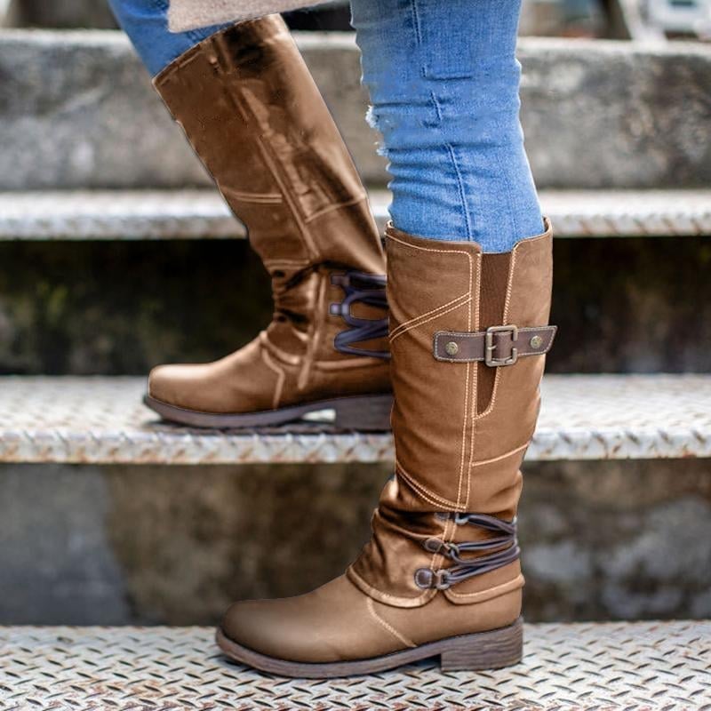 🎁LAST DAY 45% OFF🎁Women's Vintage Leather Zipper High Snow Boots