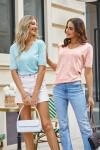 Arach&Cloz Womens Fashion Spring Summer Tops 2024 Short Sleeve Sweaters V Neck Lightweight Thin Knit Clothes Blouse