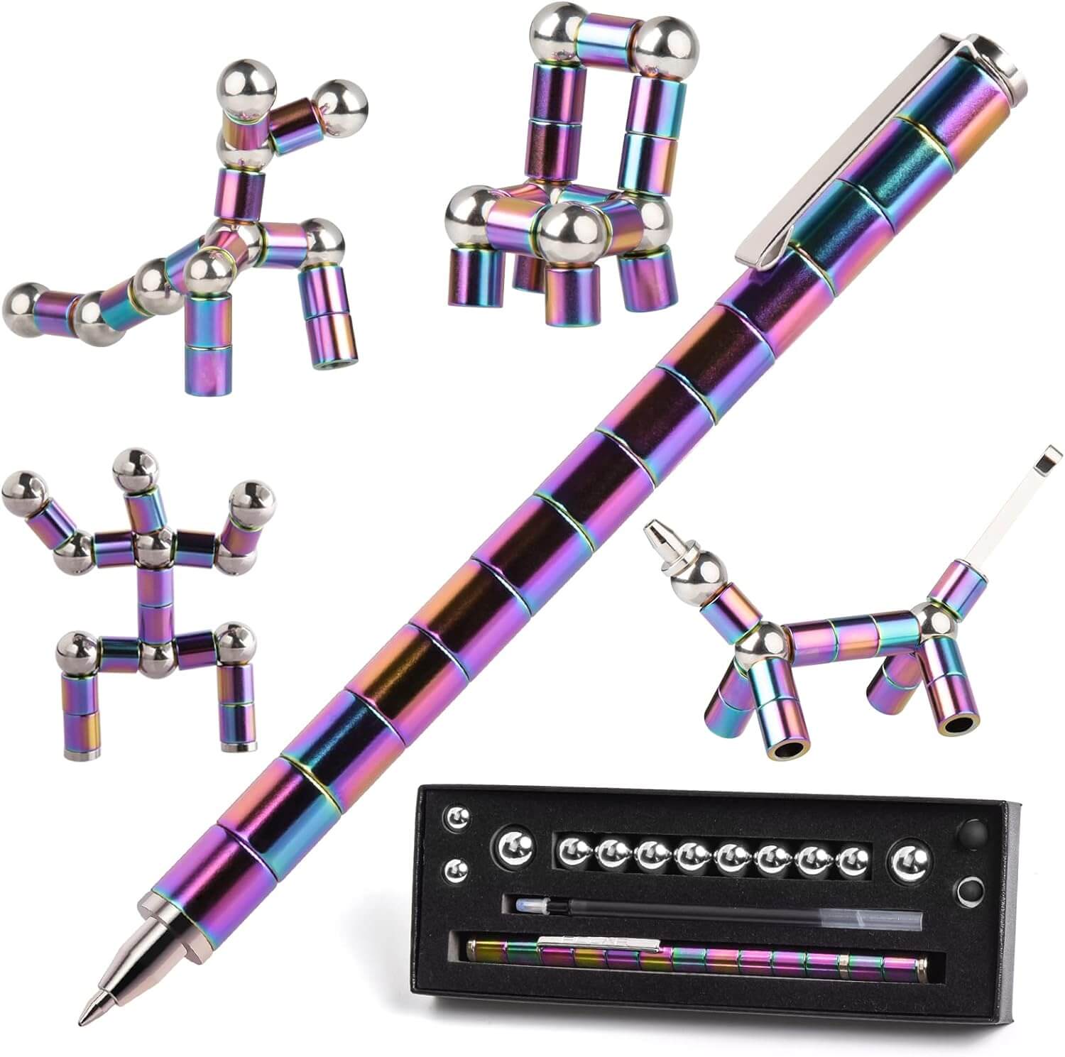 Decompression Magnetic Metal Pen, Multifunction Writing Magnet Ballpoint Pen