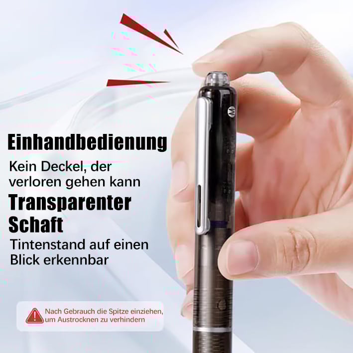 🔥 Füllfederhalter, einziehbar: 0,38 mm, blaue und schwarze Tinte, transparenter Schaft, inkl. 5 nachfüllbaren Tintenpatronen