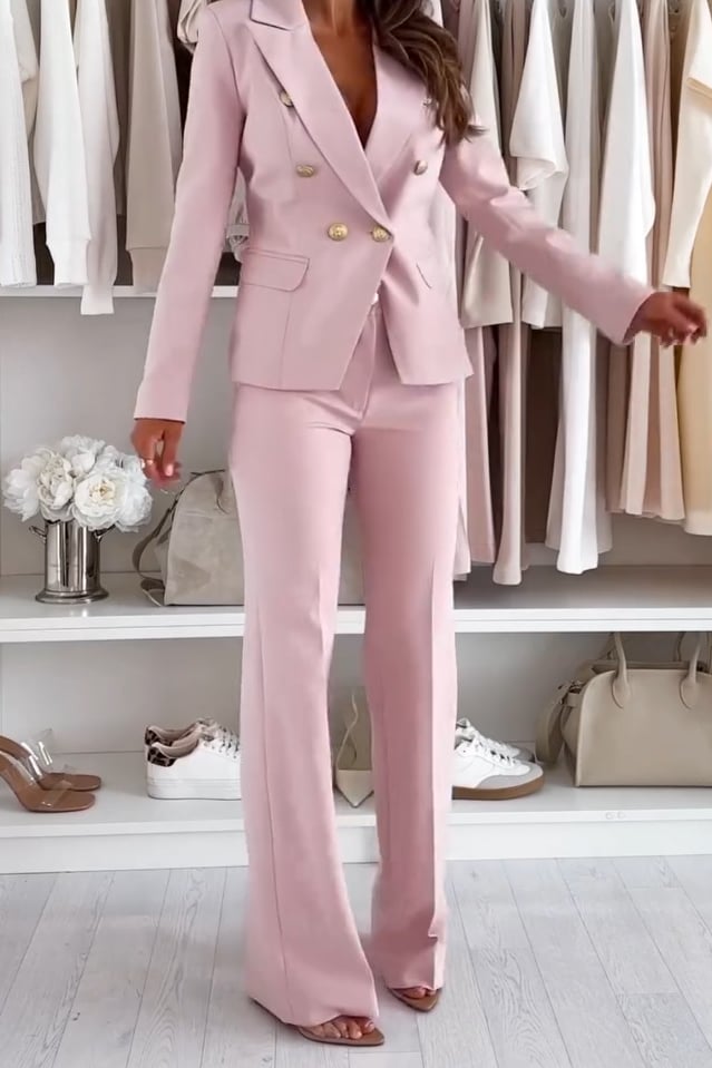 Women's Lapel Rhinestone Commuter Suit